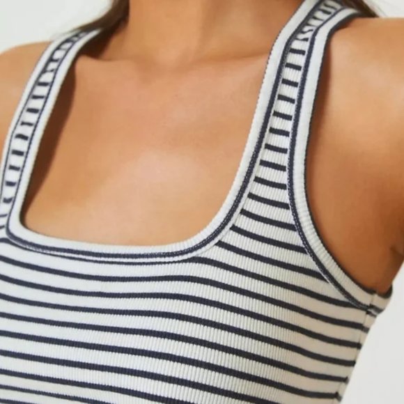 Anthropologie Maeve Blue Stripe Racerback Scoop Neck Tank Top Size XL NWT - Picture 3 of 16